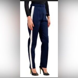 Hugo Boss Herani Side Stripe Trousers Navy White Size 2 New with Tags